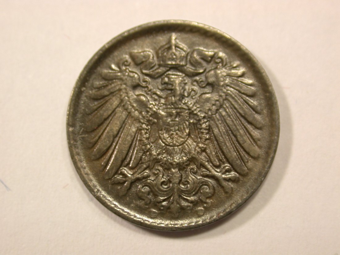  G13 KR  5 Pfennig -Eisen-  1915 D in vz-st, f.unc  Originalbilder   