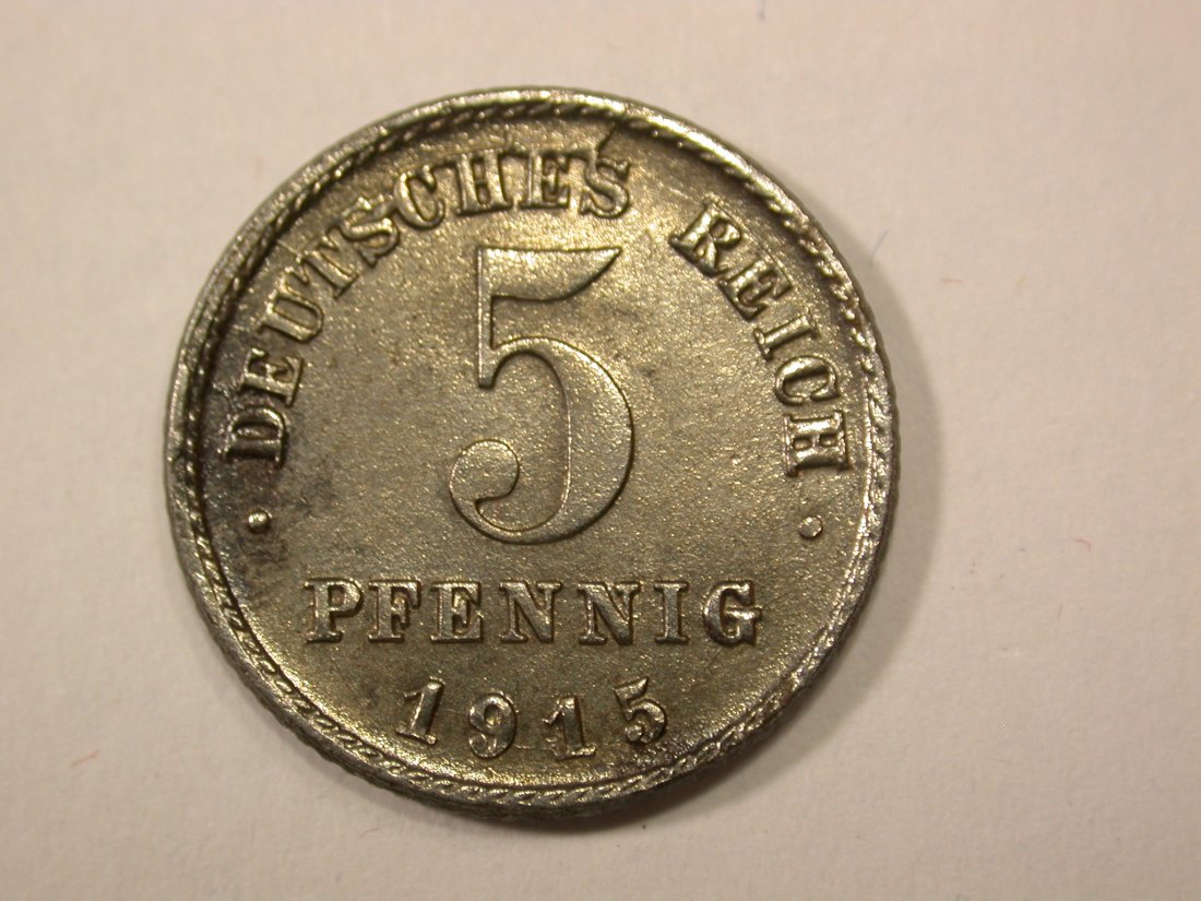 G13 KR 5 Pfennig -Eisen- 1915 F in f.vz Originalbilder