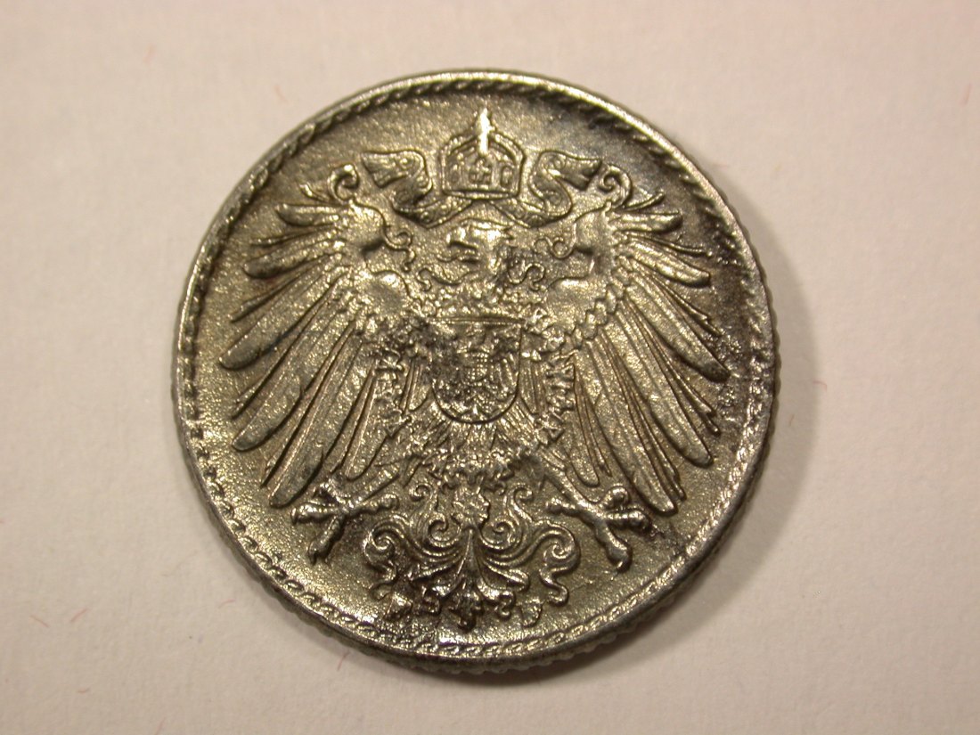  G13 KR  5 Pfennig -Eisen-  1915 F in f.vz  Originalbilder   