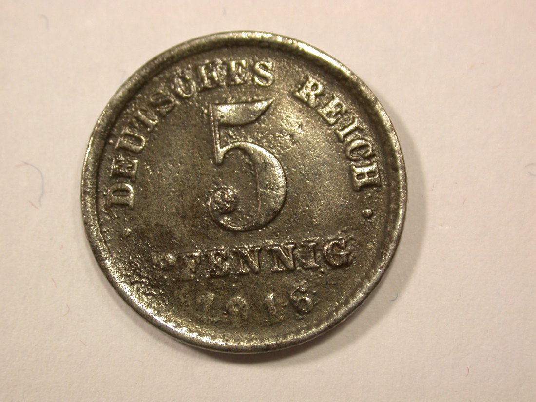 G13 KR 5 Pfennig -Eisen- 1916 E in ss Originalbilder