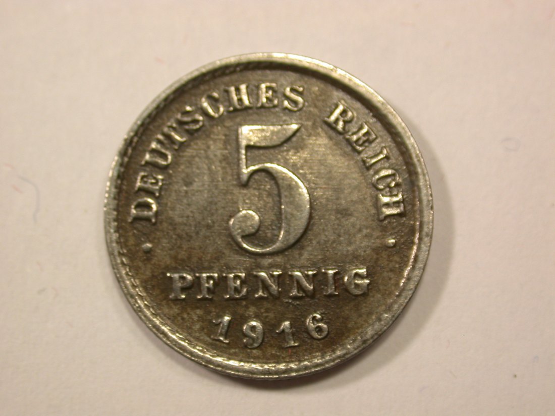 G13 KR 5 Pfennig -Eisen- 1916 G in vz -R- Originalbilder