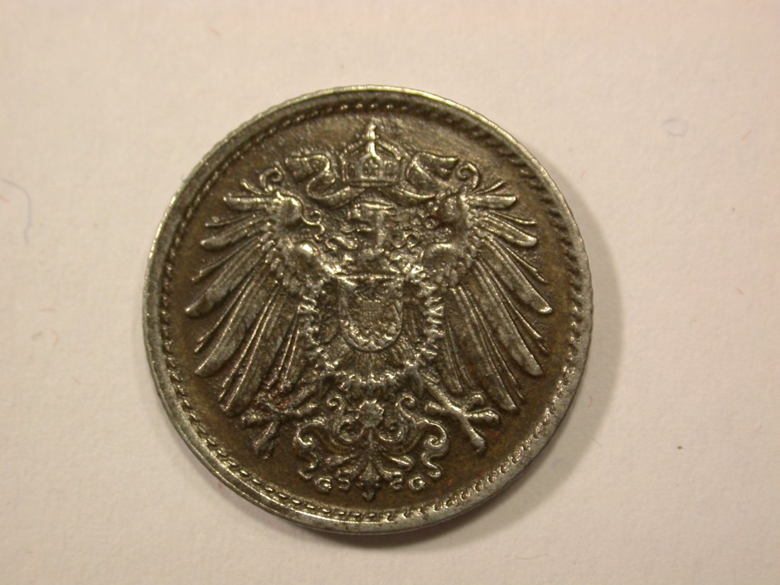  G13 KR  5 Pfennig -Eisen-  1916 G in vz  -R-   Originalbilder   