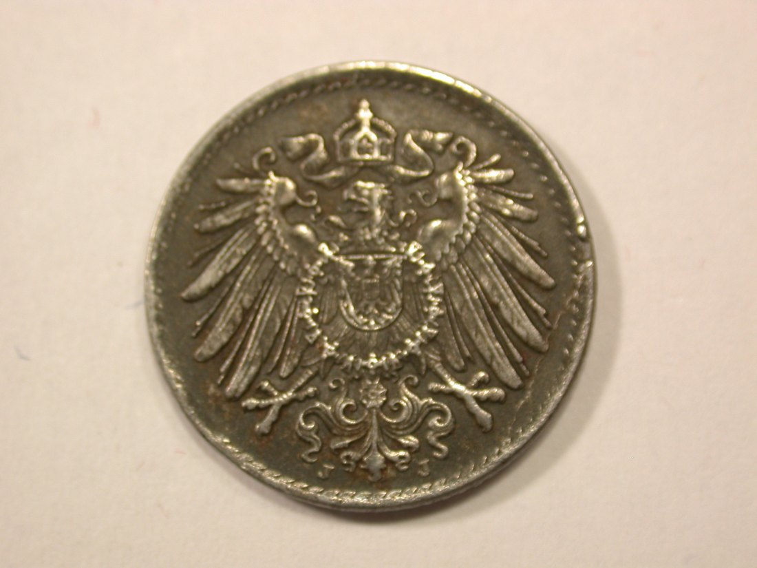  G13 KR  5 Pfennig -Eisen-  1917 J in f.vz  Originalbilder   