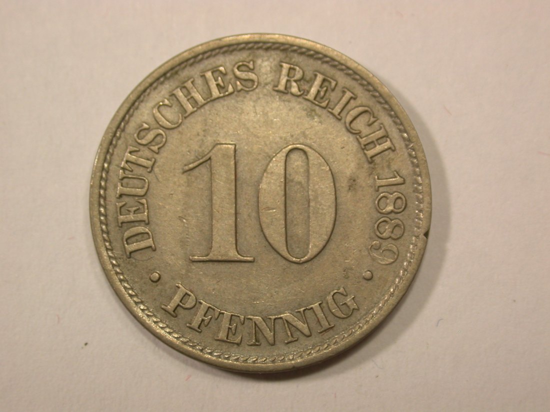 G13 KR 10 Pfennig 1889 J in vz/vz-st Originalbilder