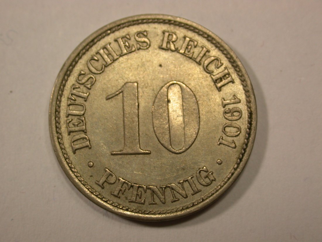  G13 KR  10 Pfennig  1901 F in f.st  Originalbilder   