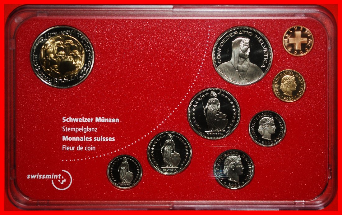 * RARE: SWITZERLAND: 1-5-10-20 RAPPEN 1/2-1-2-5-5 FRANCS BASEL FDC 2000!★LOW START★ NO RESERVE!