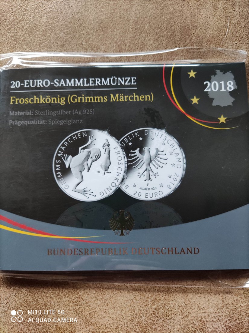  Deutschland 20 Euro Silber 2018 Froschkönig Grimms Märchen proof pp spiegelglanz   