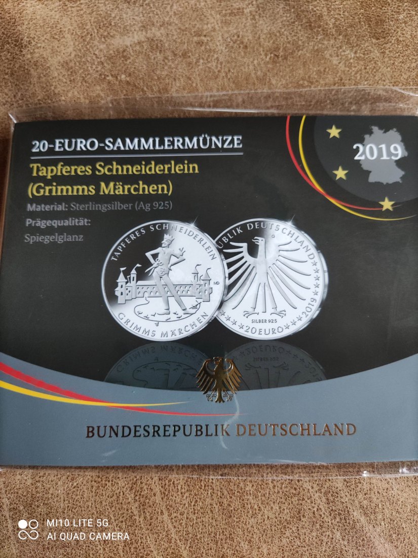  Deutschland 20 Euro Silber 2019 pp spiegelglanz Tapferes Schneiderlein Grimms Märchen   