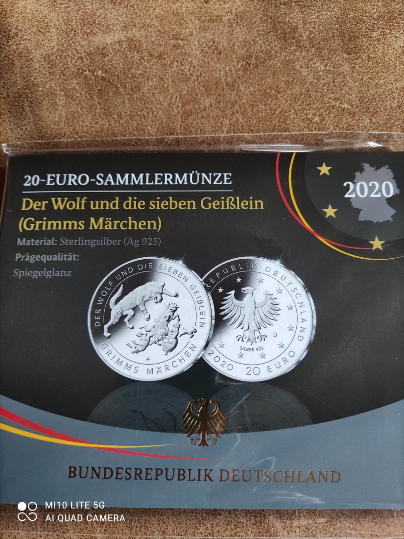  Deutschland 20 Euro Silber proof pp spiegelglanz Wolf und die 7 Geißlein Grimms Märchen   