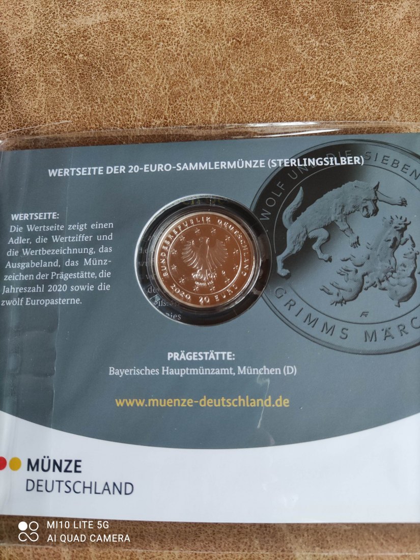 Deutschland 20 Euro Silber proof pp spiegelglanz Wolf und die 7 Geißlein Grimms Märchen   