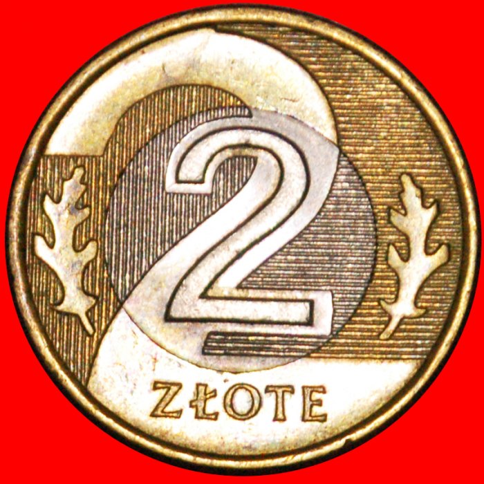 * 2 EICHENBLÄTTER (1994-2021): POLEN ★ 2 ZLOTY 1995! BIMETALLISCH! OHNE VORBEHALT!