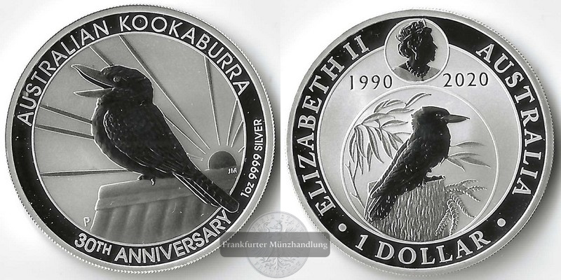  Australien,  1 Dollar 2020 30th Anniversary Kookaburra   FM-Frankfurt  Feinsilber: 31,1g   
