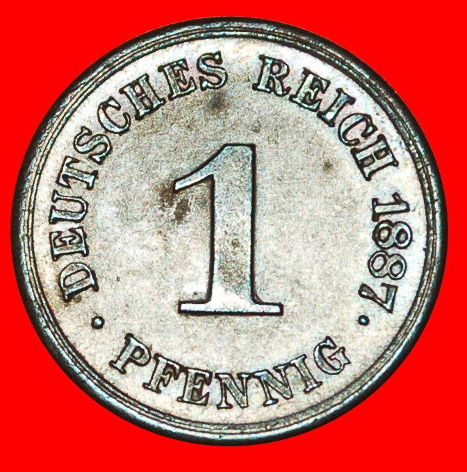  * ERSTER ADLER (1873-1889): DEUTSCHLAND ★ 1 PFENNIG 1887G SELTEN!   OHNE VORBEHALT!   