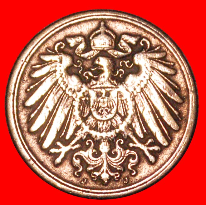  * EAGLE (1890-1916): GERMANY★1 PFENNIG 1890J UNCOMMON★Wilhelm II (1888-1918)★LOW START ★ NO RESERVE!   