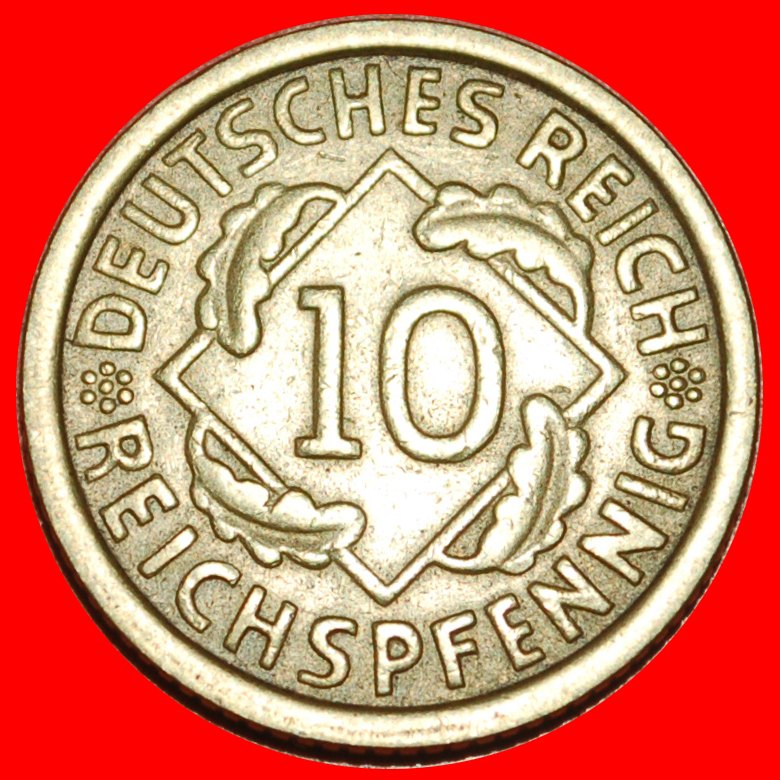  * DRITTES REICH (1933-1945): DEUTSCHLAND ★ 10 REICHSPFENNIG 1934G SELTEN! OHNE VORBEHALT!   