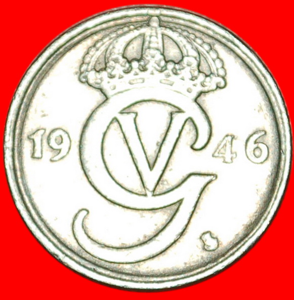 * MONOGRAM: SWEDEN ★10 ORE 1946TS! GUSTAV V (1907-1950) LOW START ★ NO RESERVE!