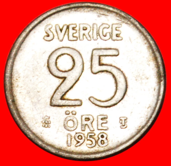  * SILVER★ SWEDEN ★ 25 ORE 1958!  LOW START ★ NO RESERVE!   