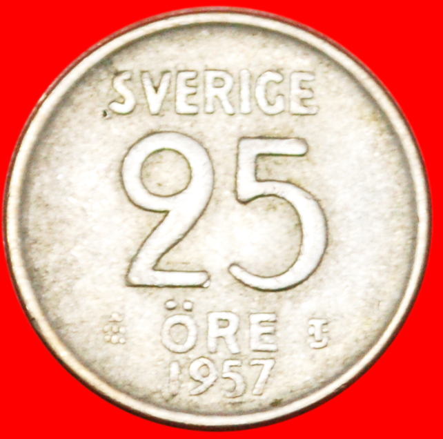  * SILBER: SCHWEDEN ★ 25 OERE 1957!  OHNE VORBEHALT!   