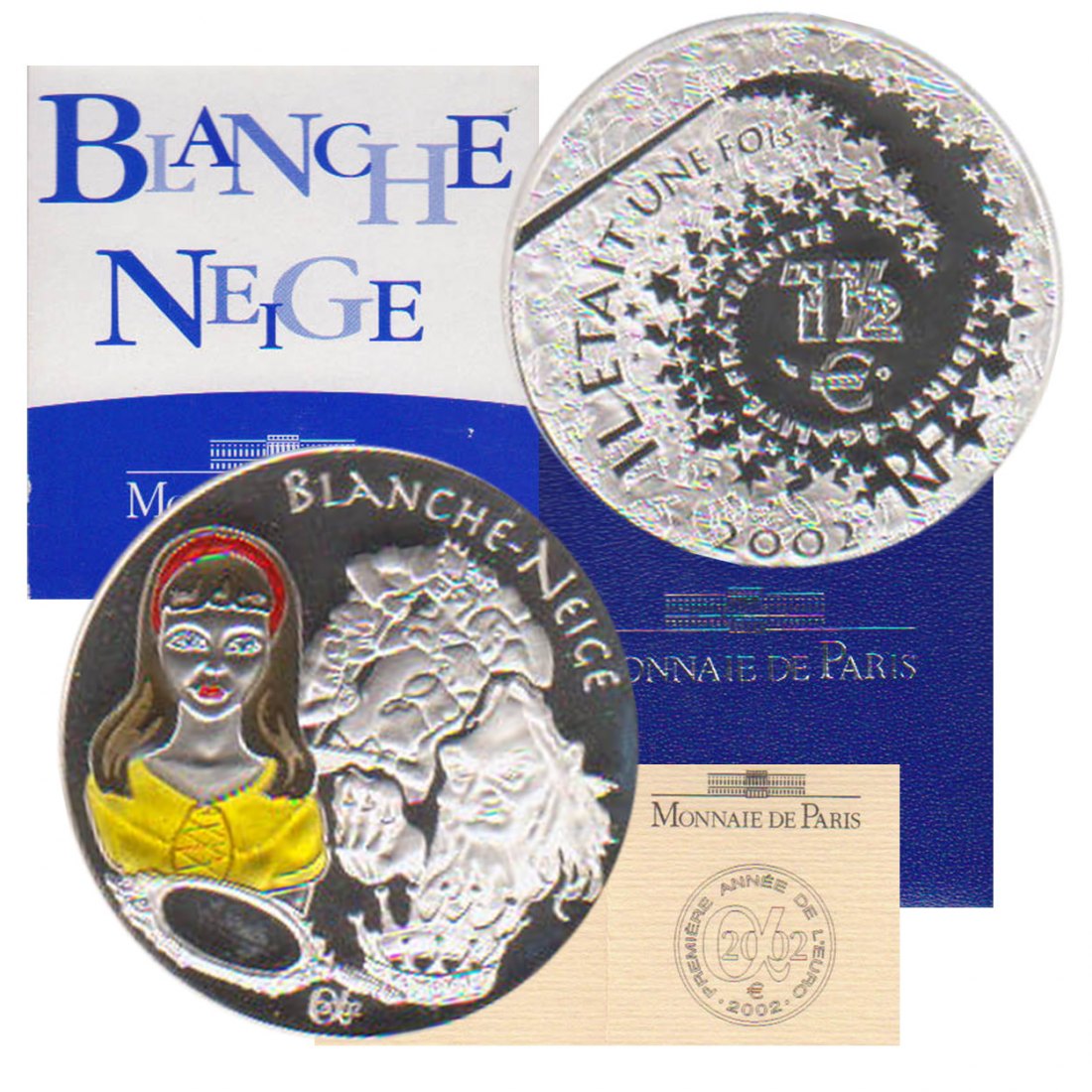 Frankreich 1,5€-Silbermünze *Schneewittchen* 2002 in Farbe *PP* nur 9.761St!   