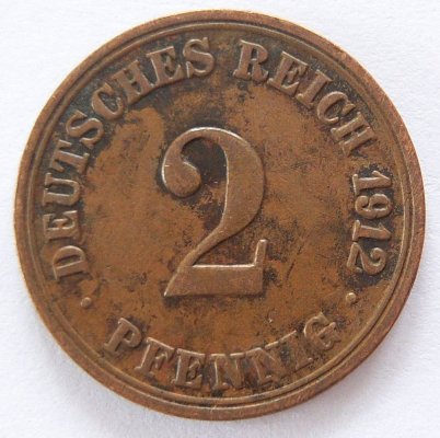  Deutsches Reich 2 Pfennig 1912 A Kupfer ss   