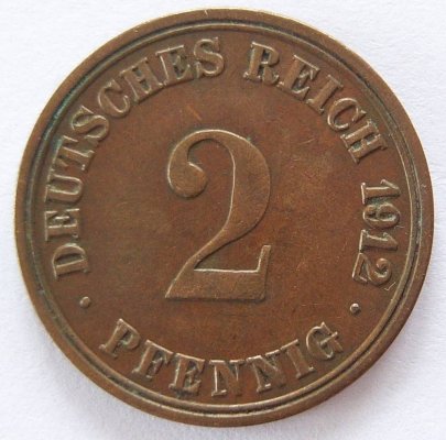  Deutsches Reich 2 Pfennig 1912 A Kupfer ss+   