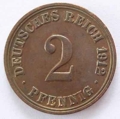  Deutsches Reich 2 Pfennig 1912 A Kupfer ss+   