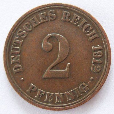  Deutsches Reich 2 Pfennig 1912 A Kupfer ss   