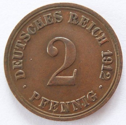  Deutsches Reich 2 Pfennig 1912 A Kupfer ss+   