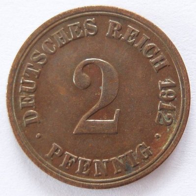  Deutsches Reich 2 Pfennig 1912 A Kupfer ss+   