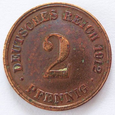  Deutsches Reich 2 Pfennig 1912 D Kupfer ss   