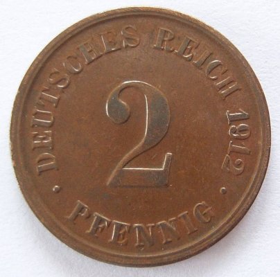  Deutsches Reich 2 Pfennig 1912 D Kupfer ss+   