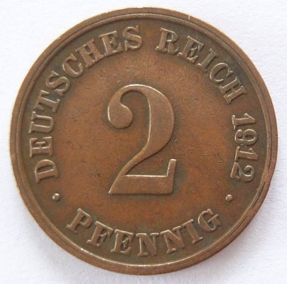  Deutsches Reich 2 Pfennig 1912 D Kupfer ss   