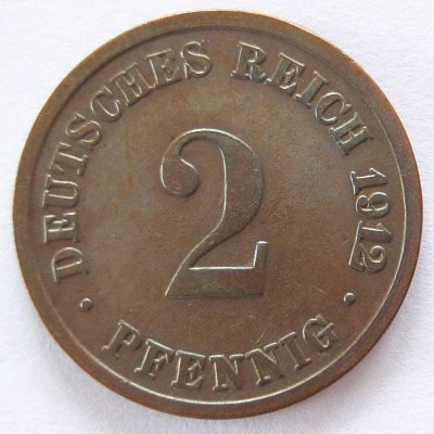  Deutsches Reich 2 Pfennig 1912 D Kupfer ss   