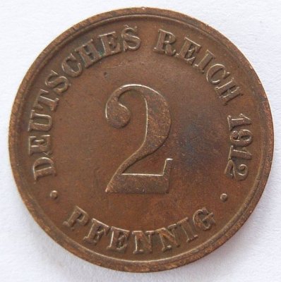  Deutsches Reich 2 Pfennig 1912 D Kupfer ss   