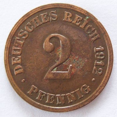  Deutsches Reich 2 Pfennig 1912 E Kupfer ss   