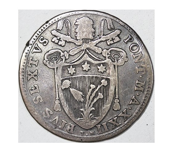  Vatikan,Teston,1796 Roma, Pius VI   