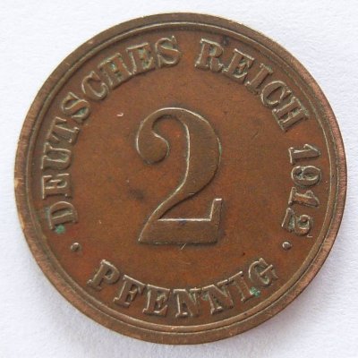  Deutsches Reich 2 Pfennig 1912 F Kupfer ss   