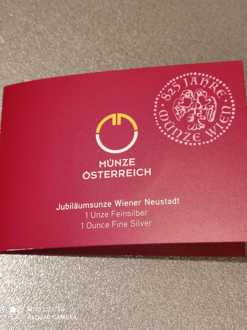  Österreich 1,5 Euro 1 oz Silber 2019 Wiener Neustadt im Folder   