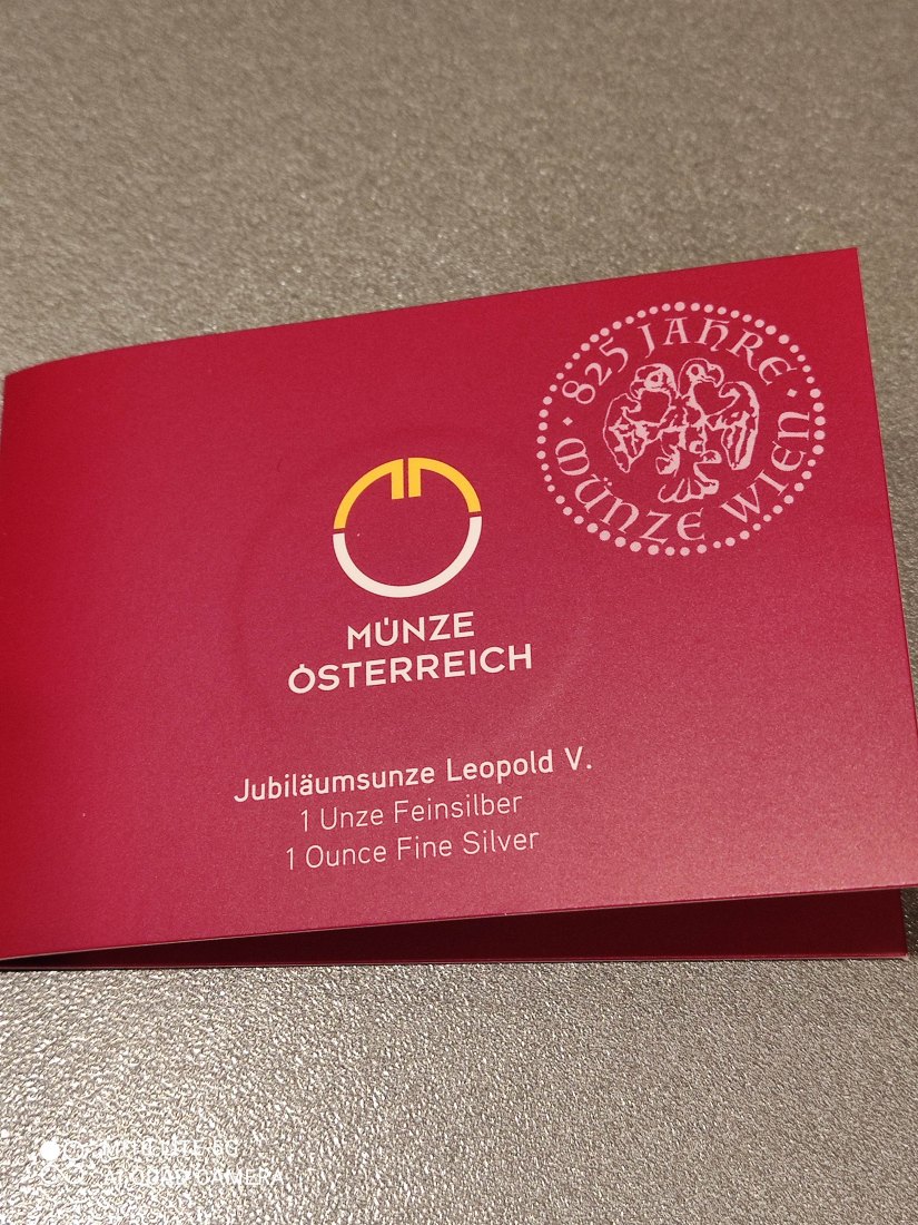  Österreich 1,5 Euro 1 oz Silber 2019 Leopold V. original im roten Blister   