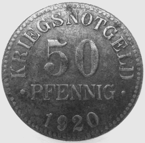  Braunschweig Herzogtum, 50 Pfennig 1920 Eisen, J N4, Funck 56.6 b   