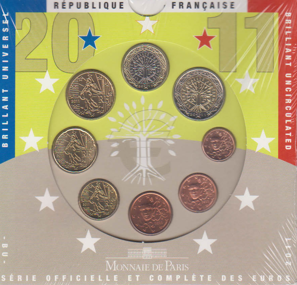  Offiz. Euo-KMS Frankreich 2011 2 Münzen nur in den offiz. Foldern nur 35.657St!   