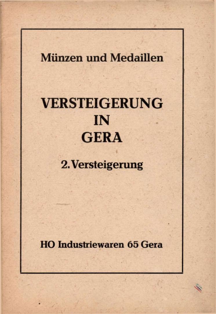 HO Industriewaren 65 Gera Münzen und Medaillen Versteigerung in Gera - 2. Versteigerung 1971