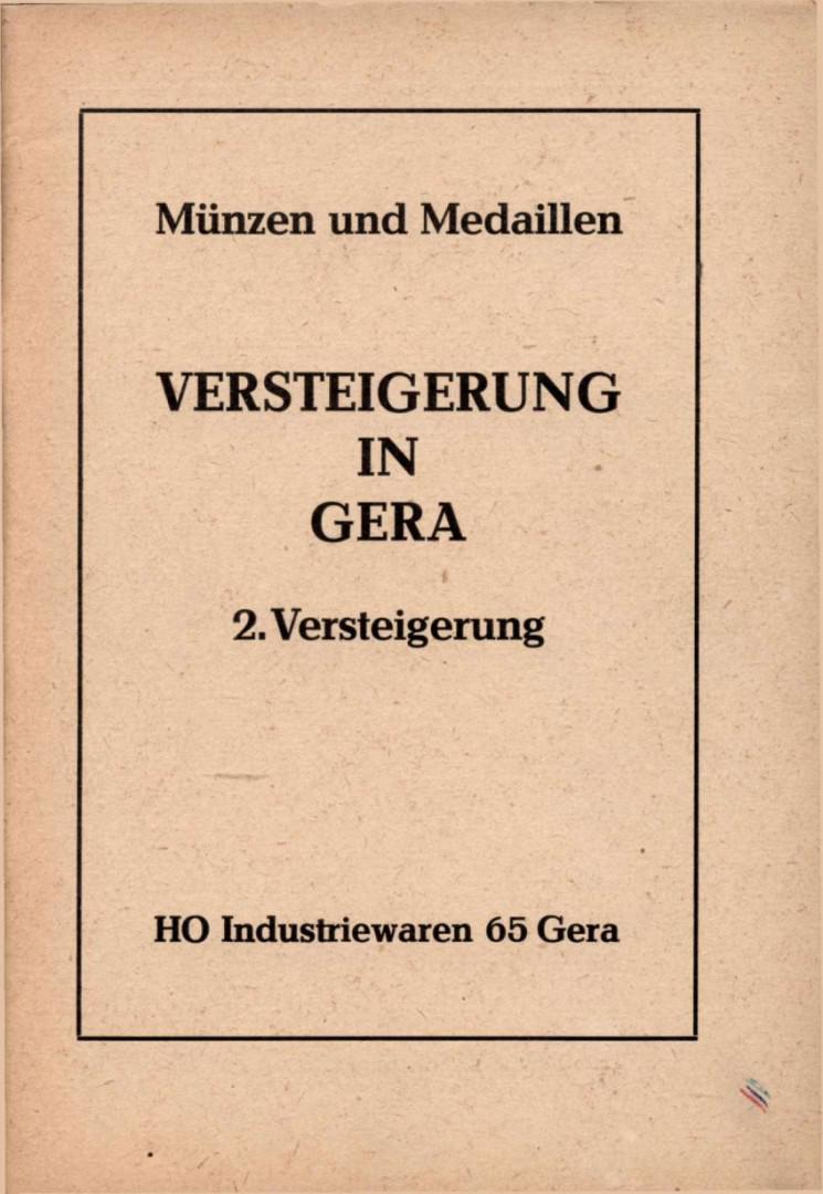  HO Industriewaren 65 Gera Münzen und Medaillen Versteigerung in Gera - 2. Versteigerung 1971   