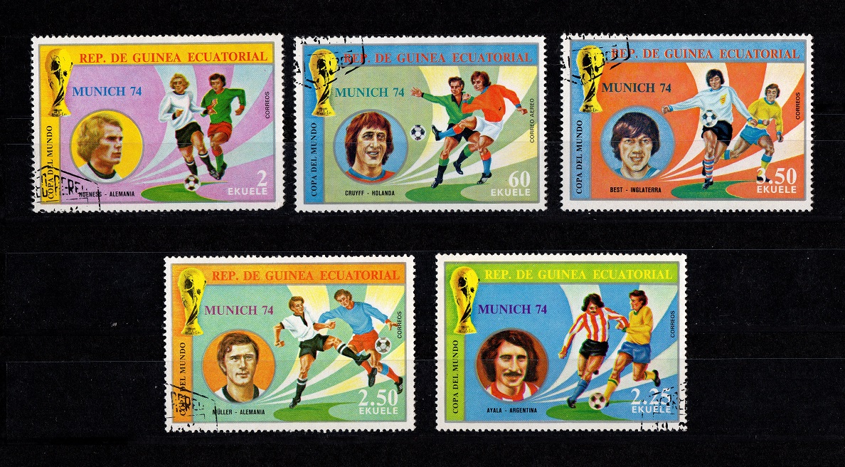  Rep. de Guenea Lot 1 Fußball-WM 1974 SELTEN /Postfr. gest. (5 Werte) siehe auch scan   
