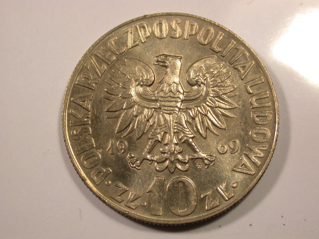  G14  Polen  10 Zloty 1969 Kopernikus in vz-st aus EA !!  Originalbilder   