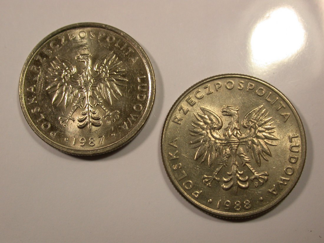  G14  Polen 10 Zloty 1987 und 20 Zloty 1988 in vz    Originalbilder   
