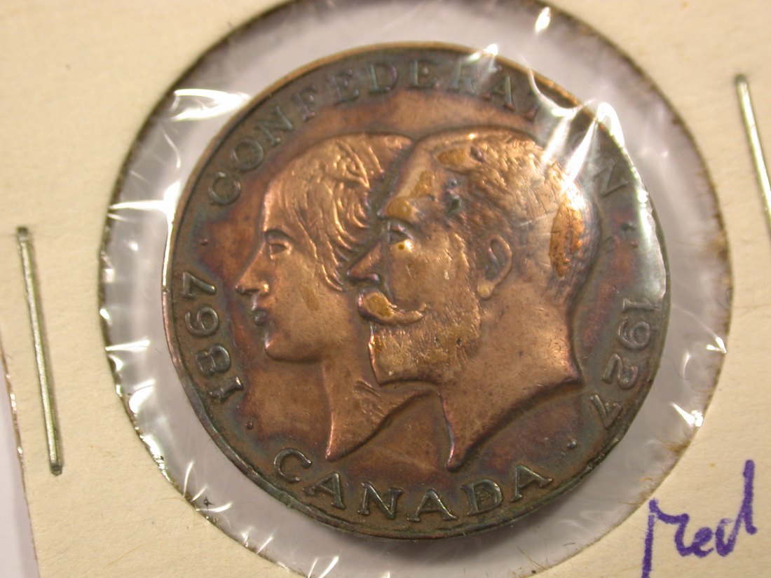  G14 Kanada Conförderation Medaille 1927 Viktoria und George Bronze 11,3 Gr.  Originalbilder   