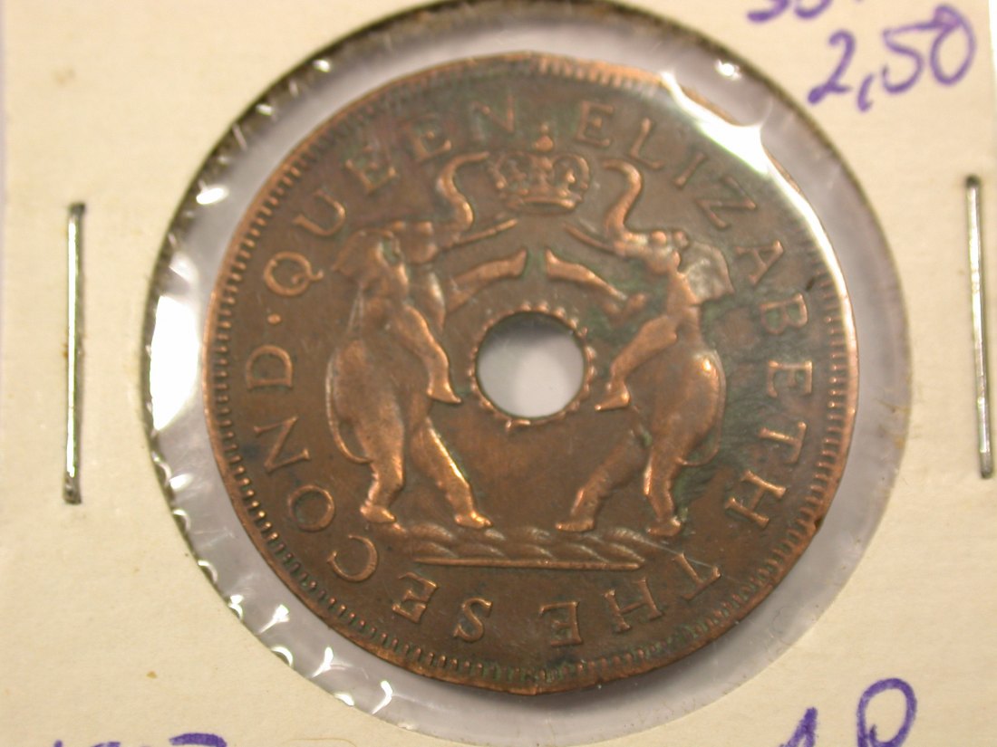  G14 Rhodesien 1 Penny 1957 in ss, Randfehler Originalbilder   