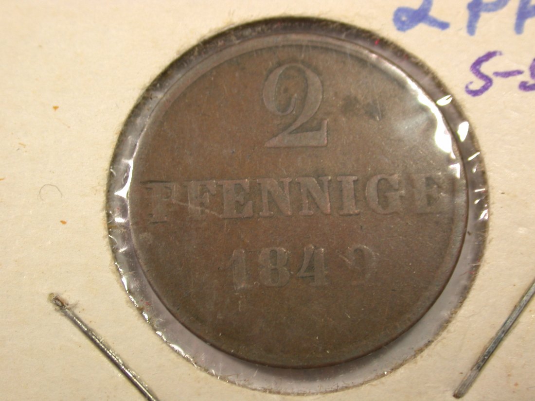  G14 Hannover  2 Pfennig 1849 in s-ss Originalbilder   