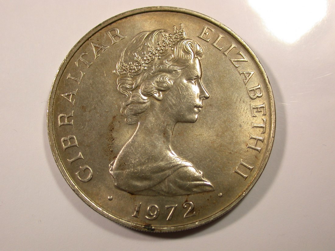  G14 Gibraltar  Silberhochzeit 25 Pence 1972 in vz-st/f.st Originalbilder   